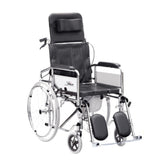 Deluxe Reclining Wheelchair with Commode